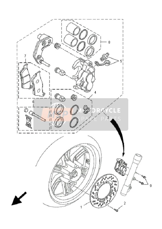 Yamaha VP250 X-CITY 2009 BREMSSATTEL VORNE für ein 2009 Yamaha VP250 X-CITY